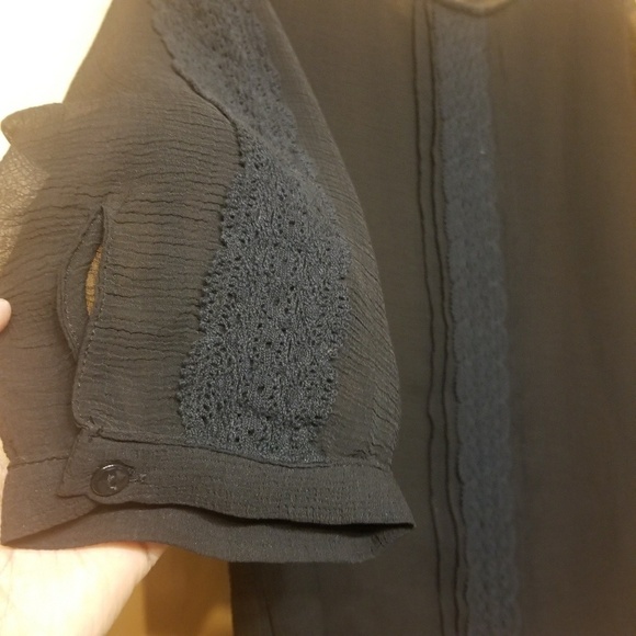 Urban Outfitters | Women's Pin & Needles Black Sheer Blouse (Size Large) - Picture 6 of 8